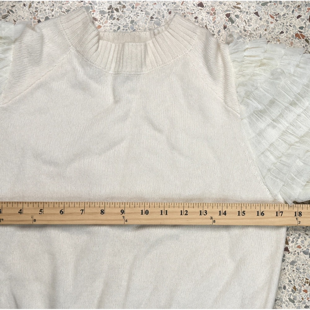 Sea New York Women's Ivory Ruffled Arms Long Sleeve Sweater Size Small - Picture 9 of 10
